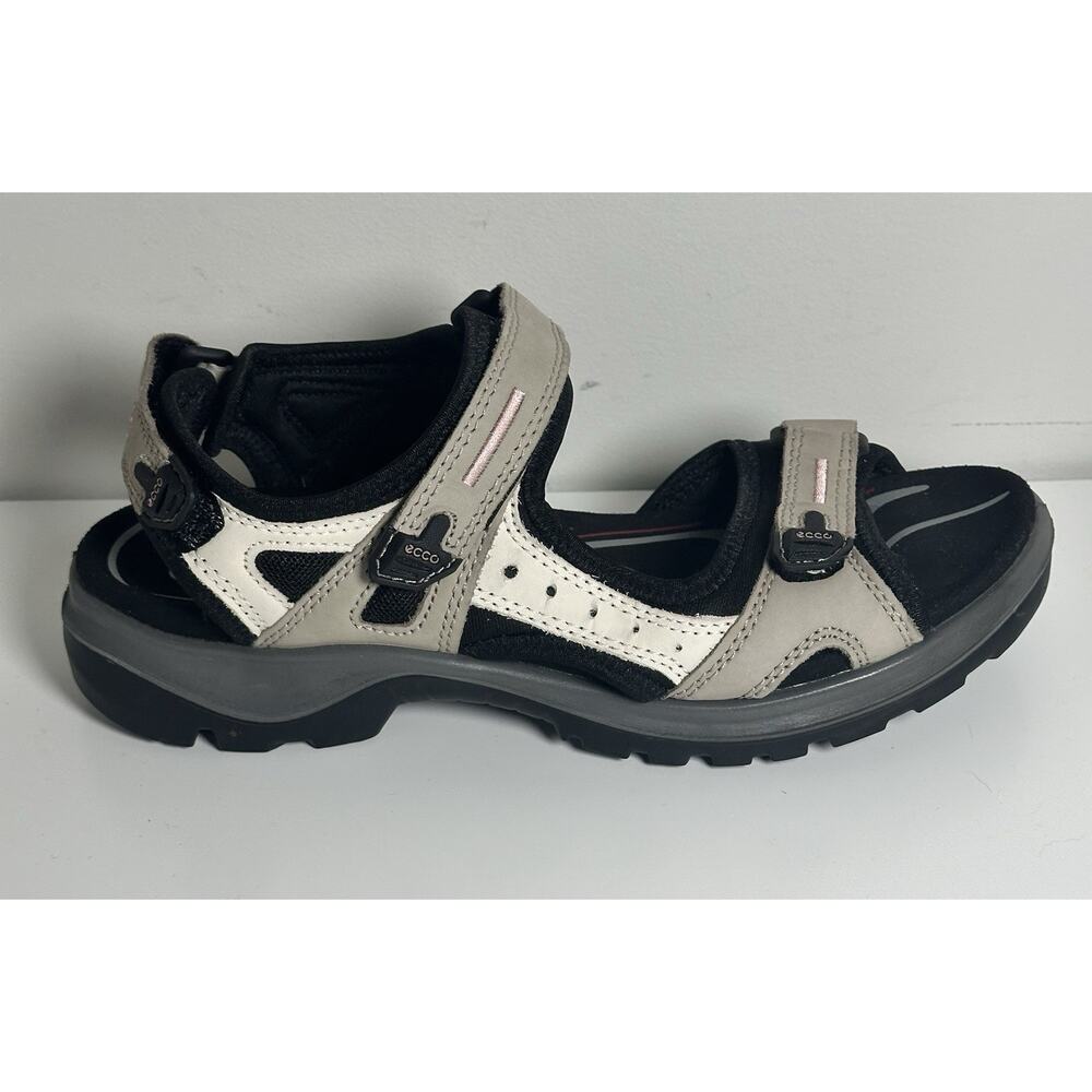 ECCO Offroad Yucatan Sandals Womens 41 Adjustable Strappy Slingback Beige Black - Picture 4 of 8